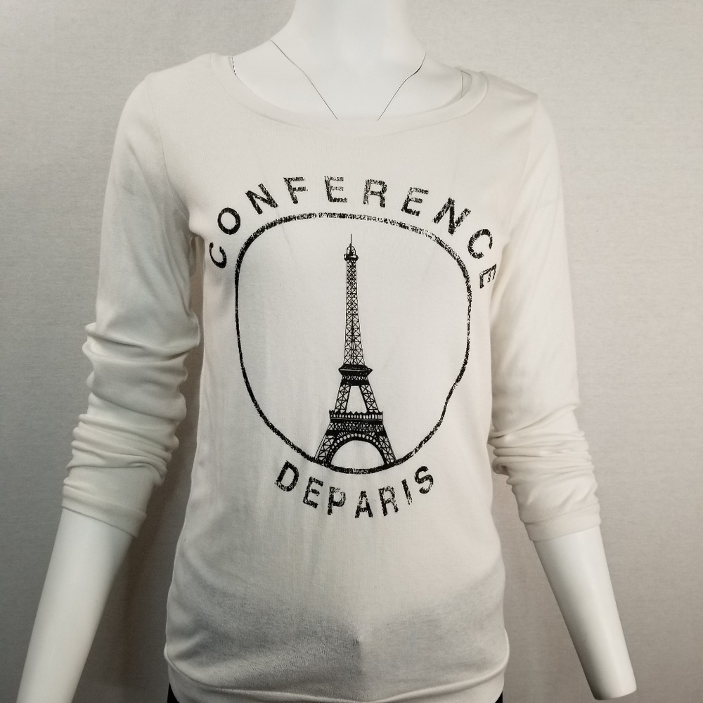 K&C STUDIO Women's Eiffel Tower Long Sleeve Tee S